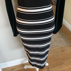 Givenchy fitted high waisted striped pencil skirt stretch material with red trim